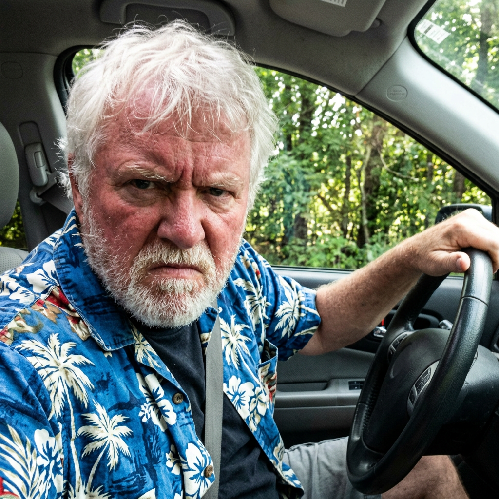 Meme photo of a man in a car